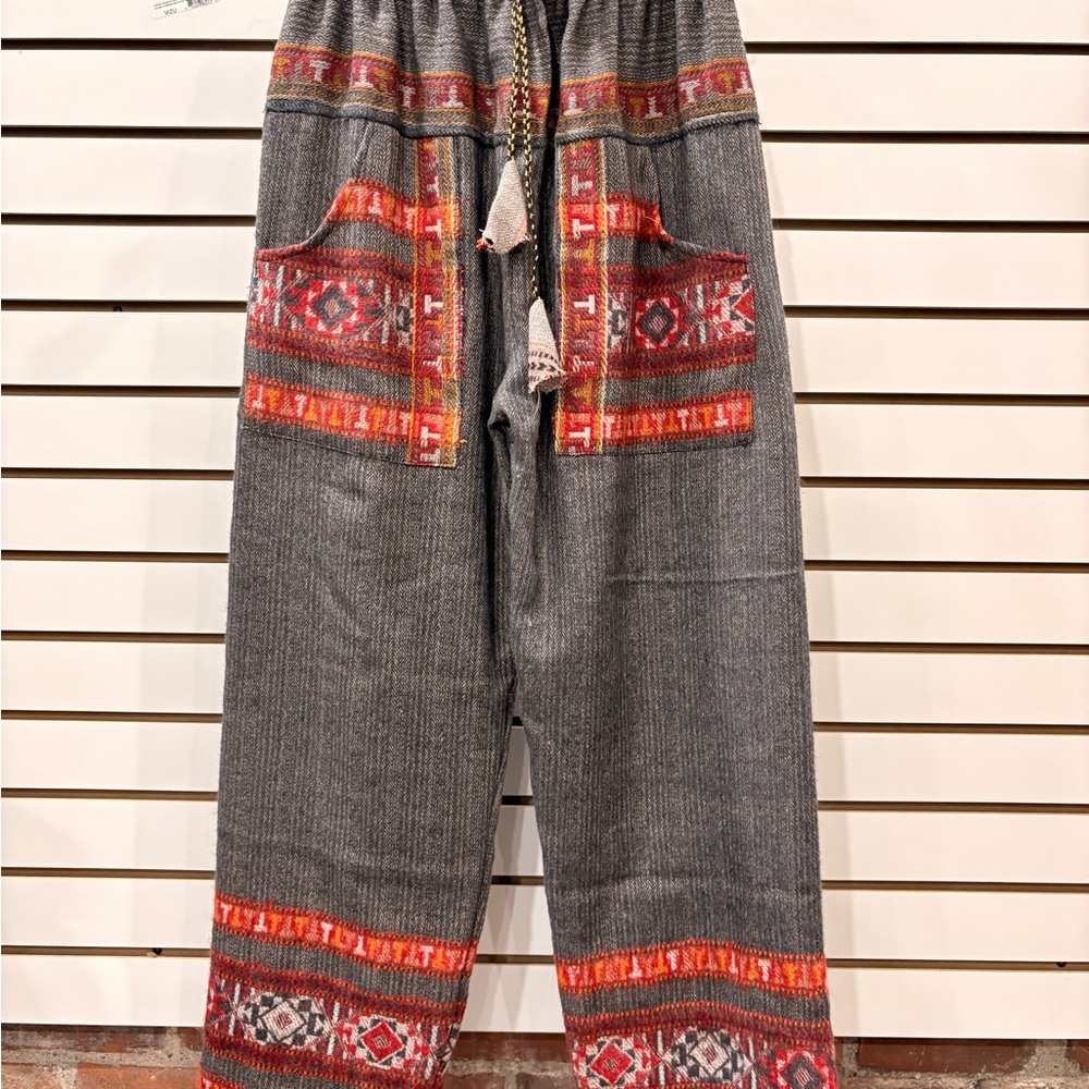 Gray and Red Patterned Pants